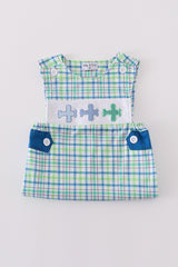 Blue plaid airplane embroidery jonjon