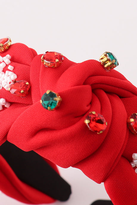 Red christmas snowflake embroidery adults headband