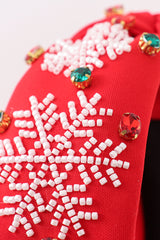 Red christmas snowflake embroidery adults headband