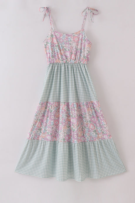 Garden gingham mom&me tiered dress