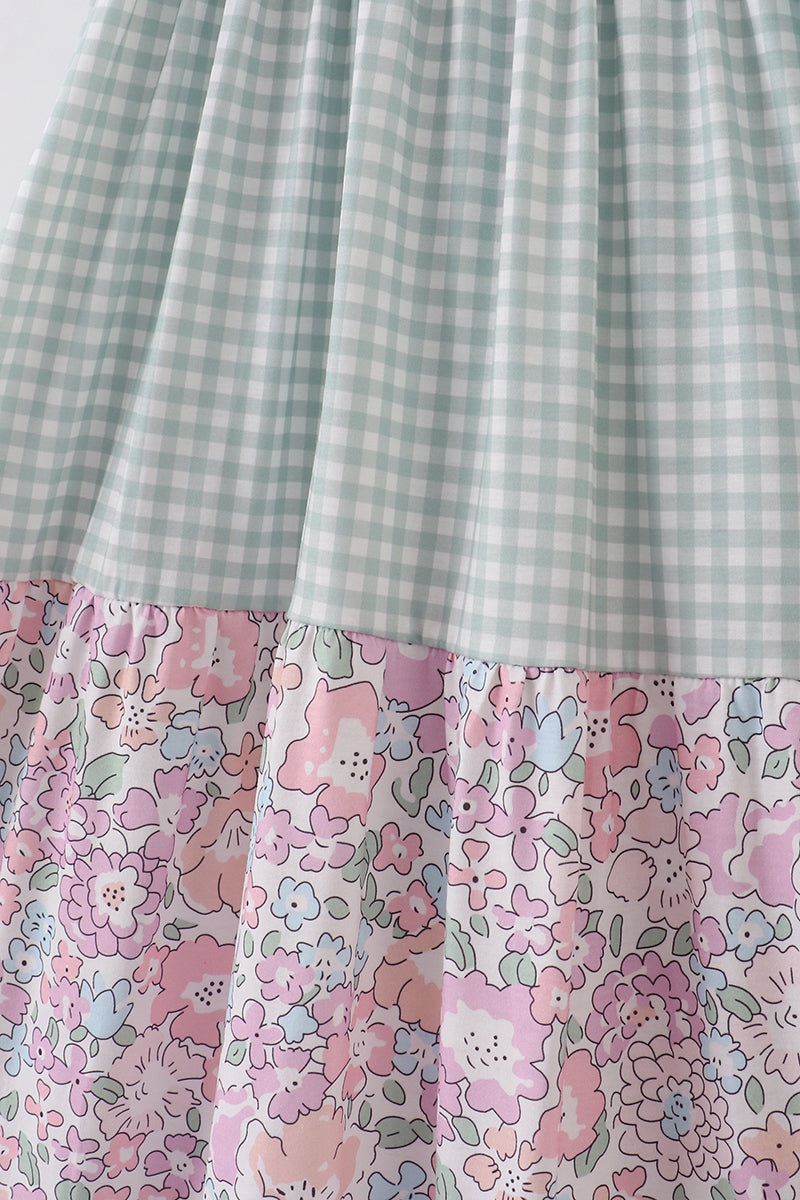 Garden gingham mom&me tiered dress