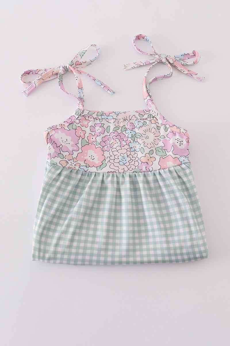 Garden gingham mom&me tiered dress