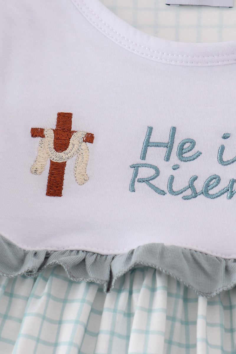 Blue he is risen embroidery dress