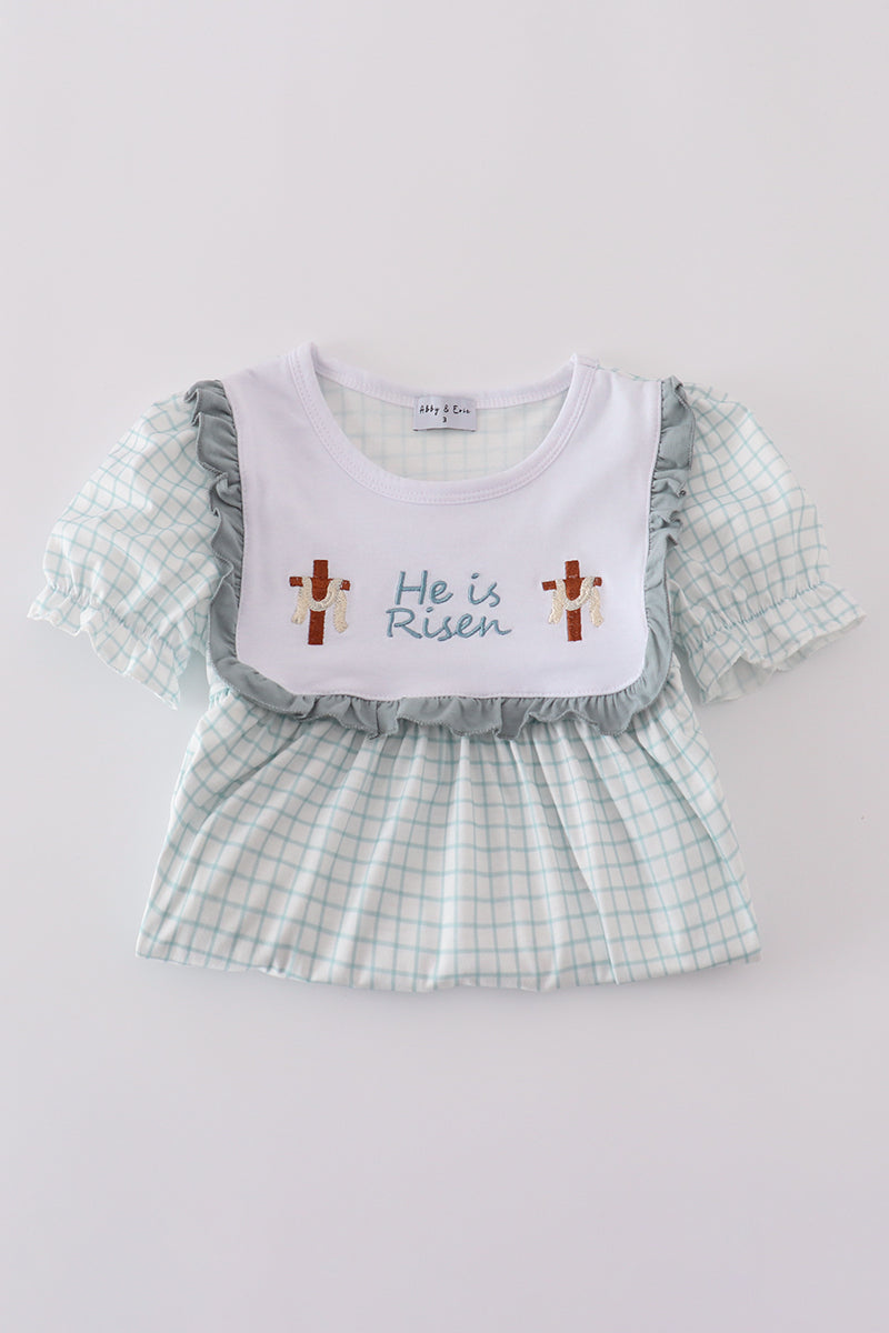 Blue he is risen embroidery dress