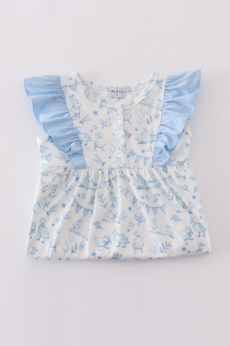 Easter duck bunny print girl dress