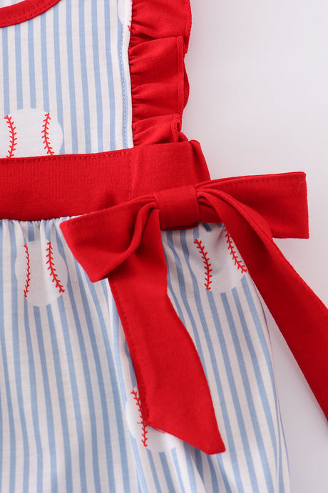 Blue stripe bow baseball bubble