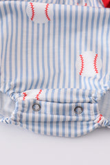 Blue stripe bow baseball bubble