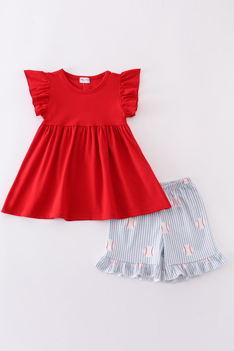 Red stripe baseball set