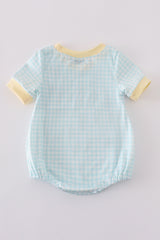 Blue bunny embroidery smocked bubble