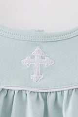 Blue cross embroidery dress