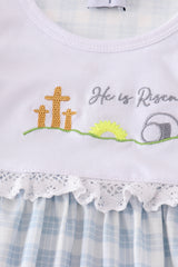 Blue plaid he is risen embroidery set