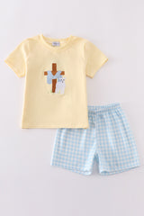 Mustard cross embroidery set