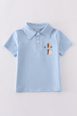 Blue cross embroidery shirt