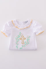 Easter cross embroidery girl bubble