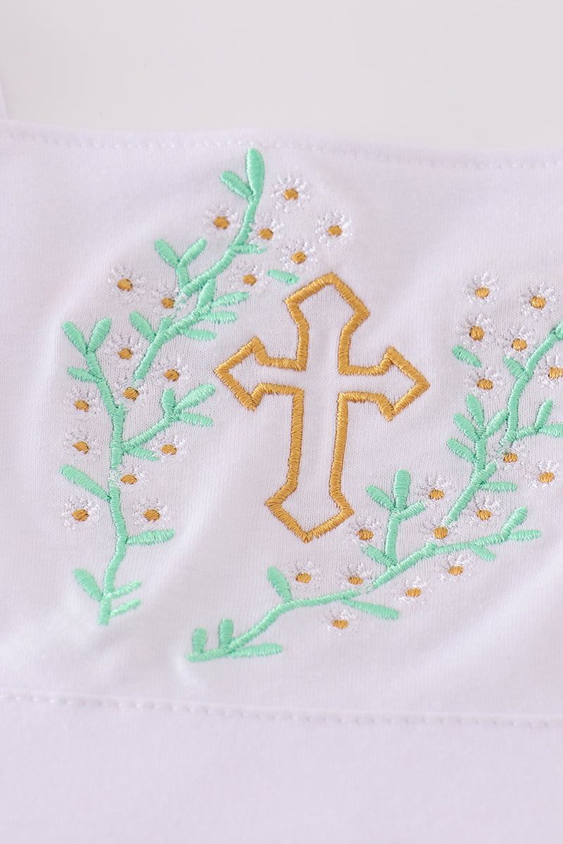 Easter cross embroidery girl dress