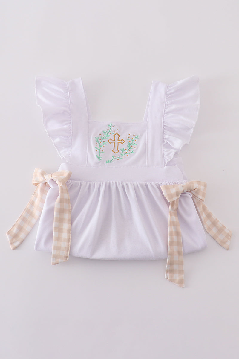 Easter cross embroidery girl dress