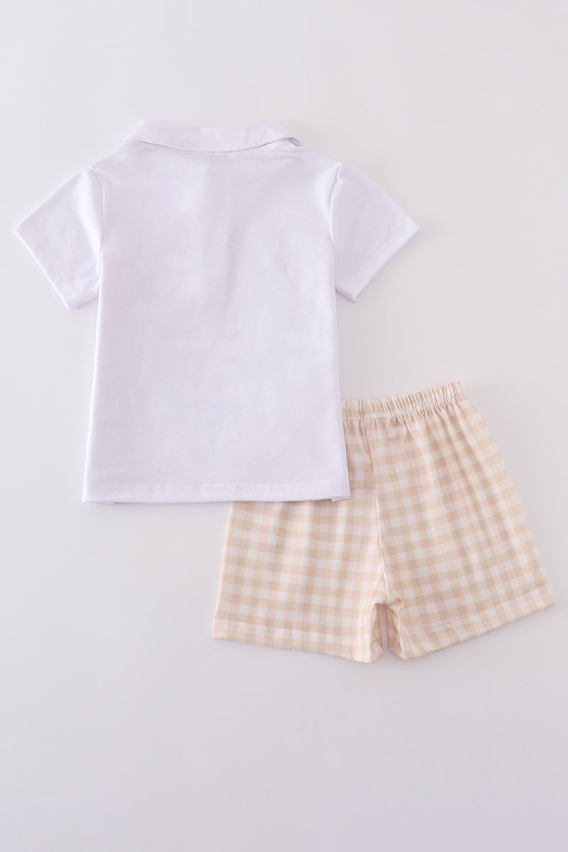 Easter cross embroidery boy shorts set