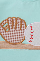 Blue baseball applique boy set