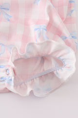 Pink plaid bow print gingham bubble