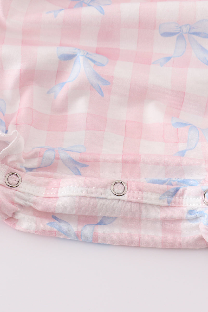 Pink plaid bow print gingham bubble