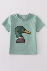 Green duck applique top