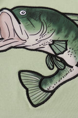 Green fish applique top