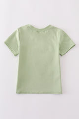 Green fish applique top