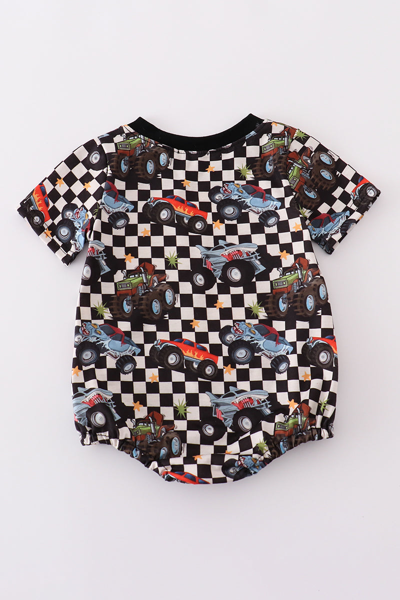 Black car checkered print boy bubble