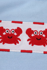 Blue crab embroidery top