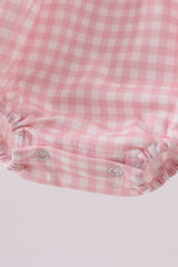 Pink strawberry embroidery gingham bubble