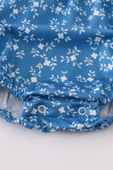 Blue floral print smocked bubble