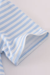 Blue stripe apple embroidery button down shirt
