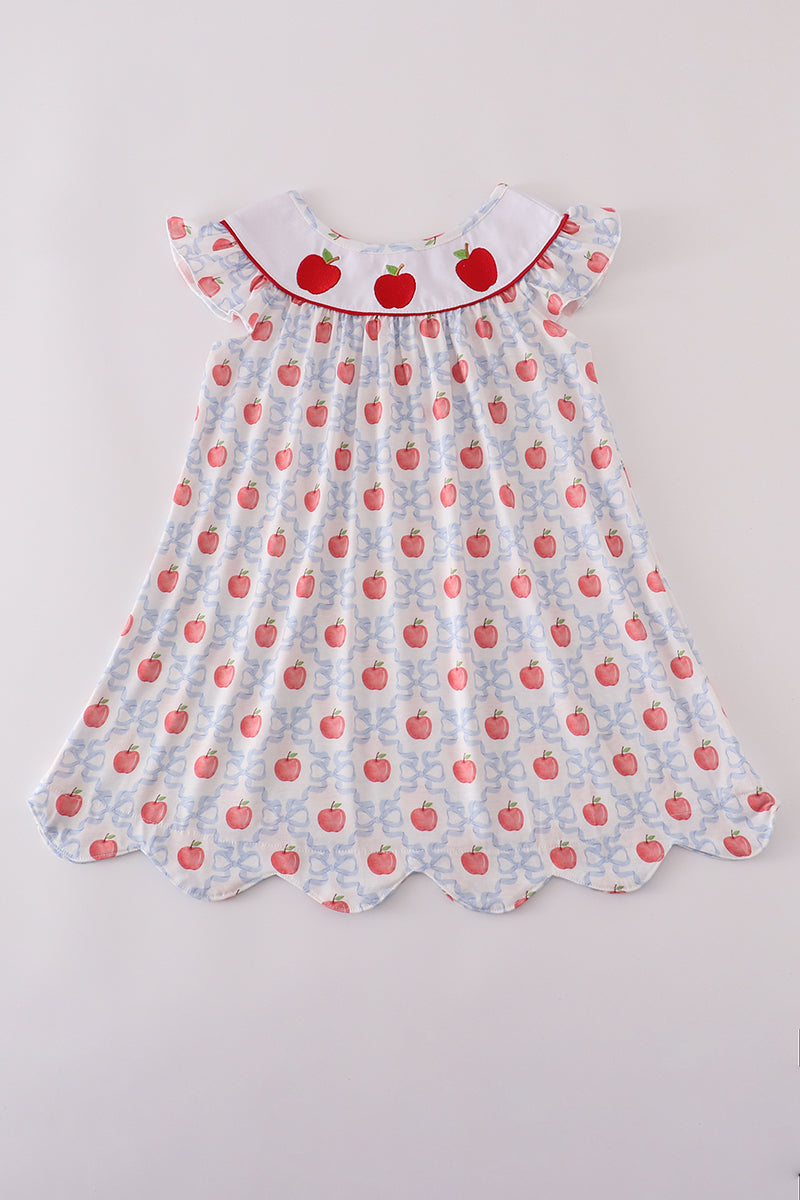Red apple embroidery dress