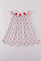 Red apple embroidery dress