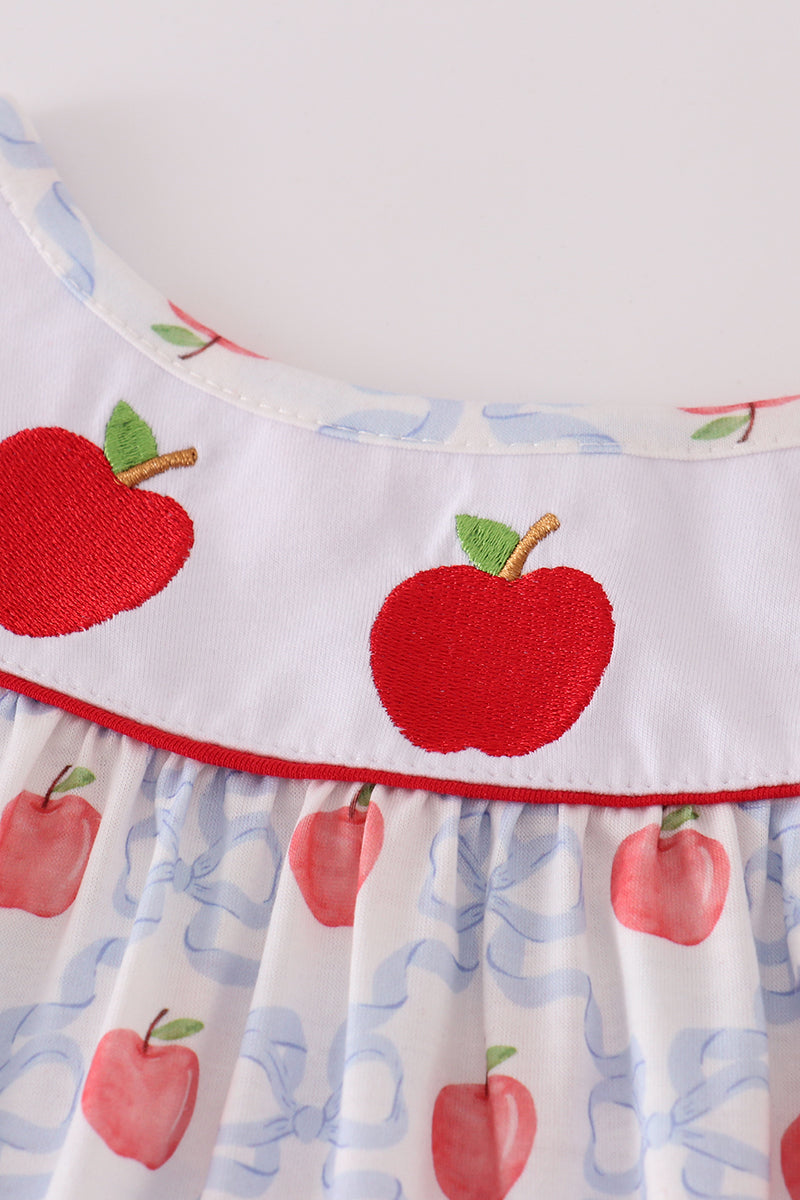 Red apple embroidery dress