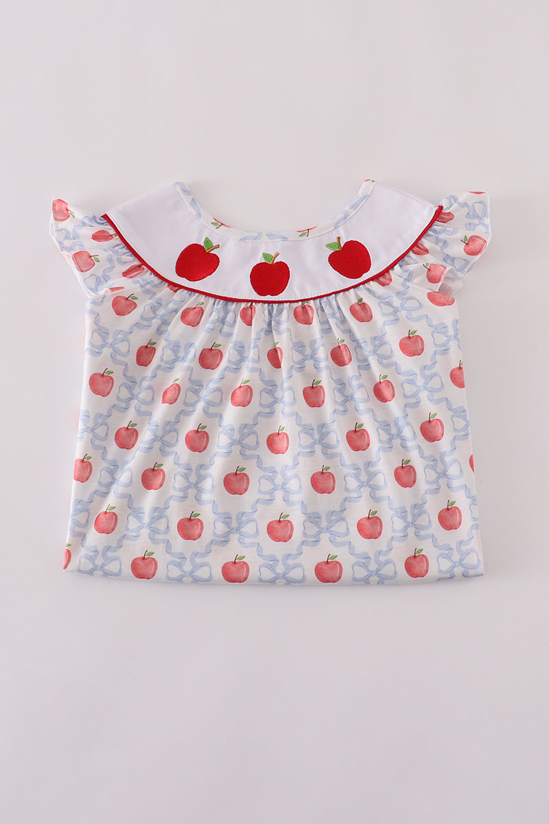 Red apple embroidery dress