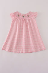 Pink floral smocked dress