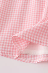 Pink floral smocked shorts set