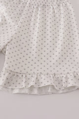 Green plaid sea shell french knot ruffle shorts est