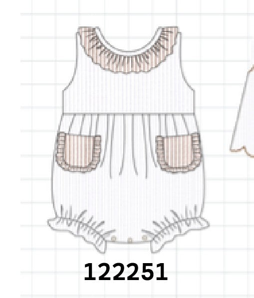 Brown white seersucker ruffle bubble