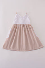 Brown white seersucker stripe dress