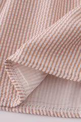 Brown white seersucker stripe dress