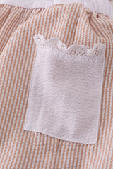 Brown white seersucker stripe dress
