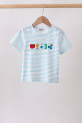 Blue School Apple French Knot Top