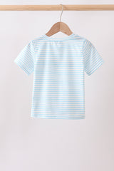 Blue School Apple French Knot Top