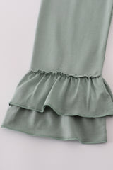 Sage lace ruffle pants set