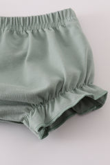 Sage lace ruffle bloomer set
