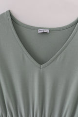 Sage lace ruffle mom dress