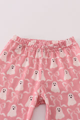 Halloween ghost print ruffle pajama set