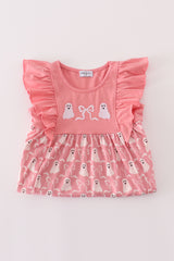 Halloween ghost embroidery ruffle dress